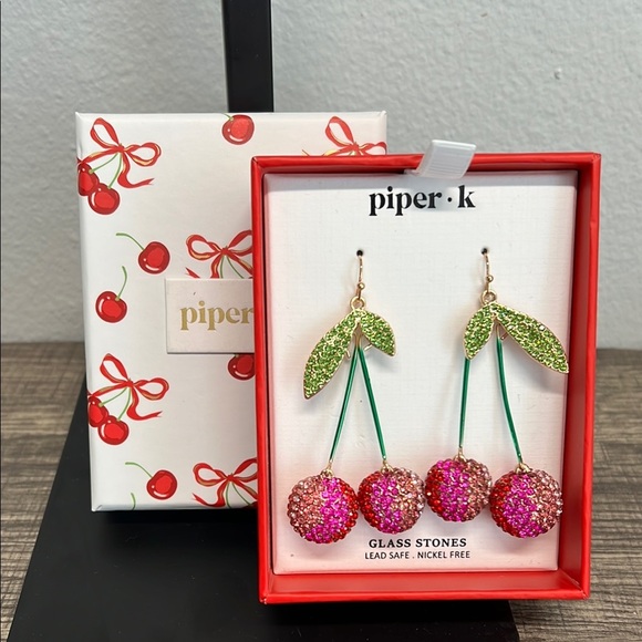 COPY - Piper K Rhinestone 🍒 Cherry Earrings ✨ - Picture 3 of 3